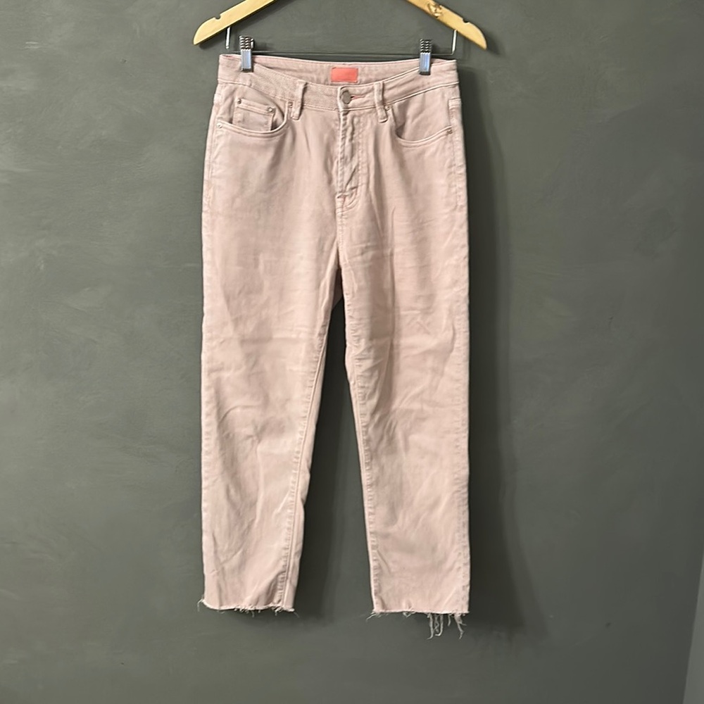Mother Light Pink Jeans with Frayed Hem